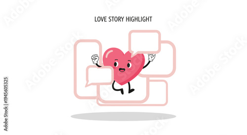 Animated Heart Character with Speech Bubbles - Love Story Highlight