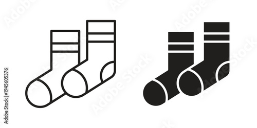 Socks icon vector pack. Thin linear and black flat style.