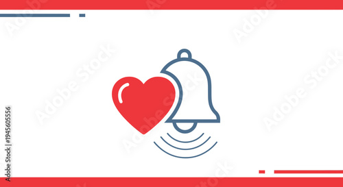 Bell Notification with Heart Icon - Love Alert, Romantic Message, Social Media Love