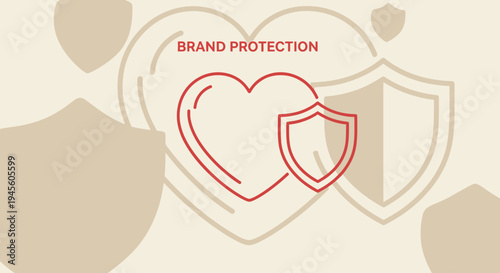 Brand Protection Concept: Heart and Shield Icons, Security and Trust