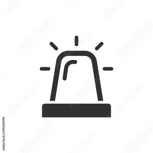 Emergency siren icon. Alarm and warning signal. Monochrome black and white symbol