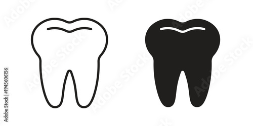 Teeth icon vector pack. Thin linear and black flat style.