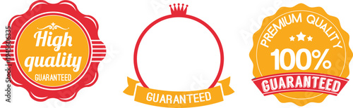 Quality assurance and guarantee badges in vibrant design