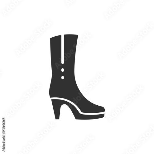 Women high heel boots icon. Elegant fashion footwear symbol. Monochrome black and white symbol