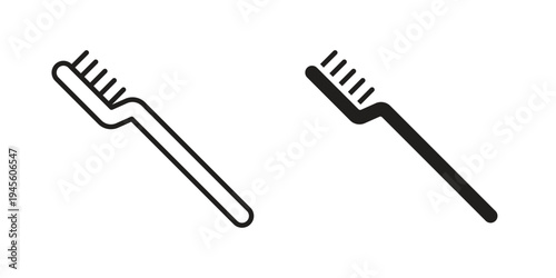 Toothbrush icon vector pack. Thin linear and black flat style.