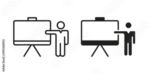 User chalkboard icon vector pack. Thin linear and black flat style.