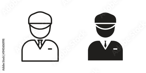 User pilot icon vector pack. Thin linear and black flat style.