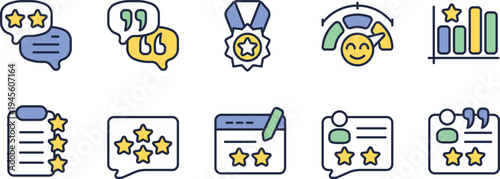 Collection of icons representing educational feedback and assessment methods