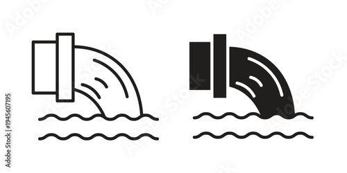 Wastewater icon vector pack. Thin linear and black flat style.