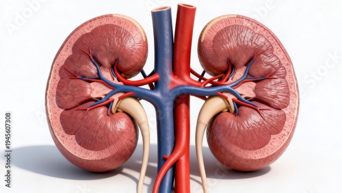 Wallpaper Mural High-Tech Human Kidney Anatomy Visualization: 3D Medical Models of Kidneys (Showcasing Vascular Systems, Renal Structures, and Futuristic Color-Coded Diagrams) Set Against Scientific Backdrops Torontodigital.ca