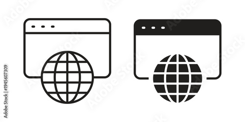 Website UI designs vector pack. Thin linear and black flat style.