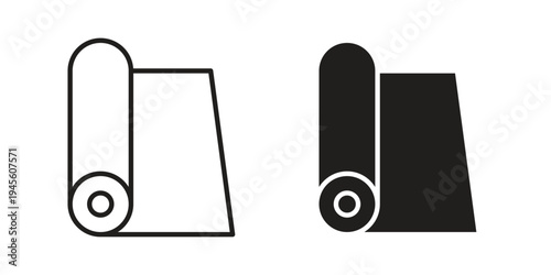 Yoga mat icon vector pack. Thin linear and black flat style.