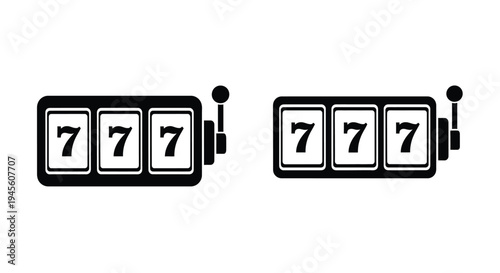 Two slot machines displaying sevens a striking black silhouette