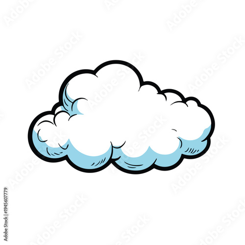 A cartoonish white and blue cloud.