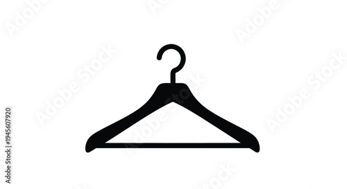 A simple black coat hanger illustration with a distinct silhouette