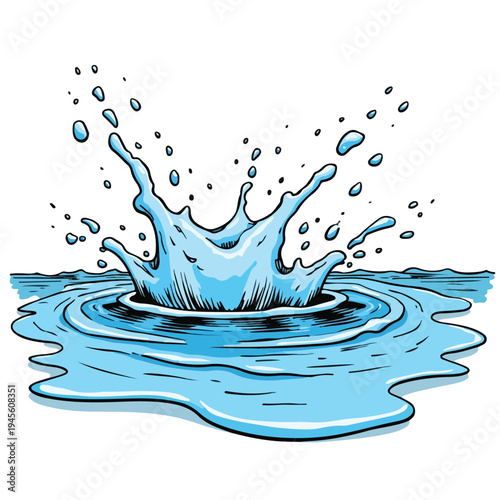 A cartoon illustration of water splashing.