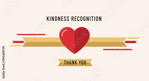 Red Heart Symbol Kindness Recognition Thank You Banner Ribbon Award