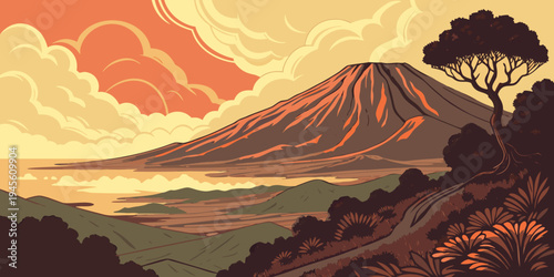 USA, US, U.S, United States - Haleakala National Park volcano sunrise clouds panorama
