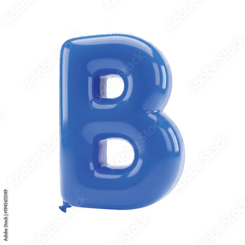 Bright Blue Inflatable Letter B Balloon with Glossy Texture, Perfect for Party Decor and Educational Graphics, transparent background
