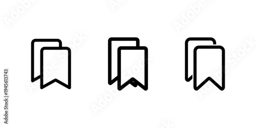 Three bookmark icons side by side, overlapping design representing saving favorites or important pages on a digital platform