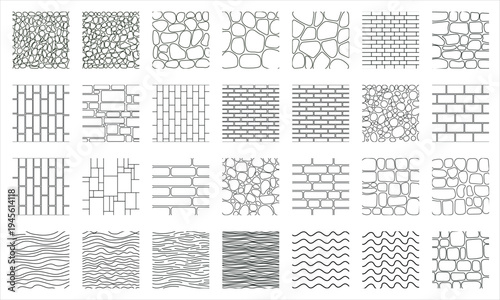 Landscape Architecture CAD Hatch Pattern Set Grass Water Stone Wall Texture Elements Collection