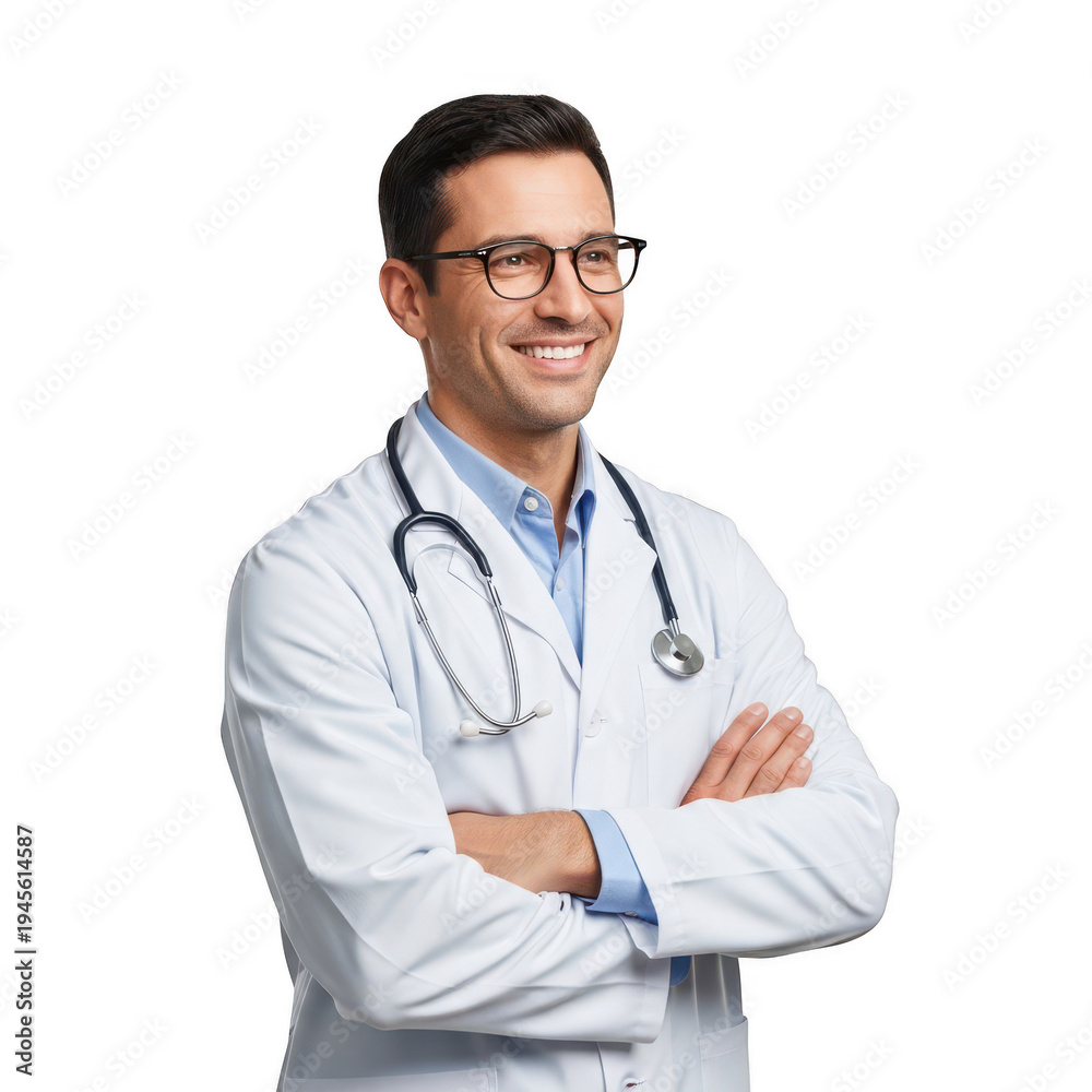 Fototapeta premium Smiling doctor in medical attire