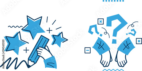 Digital engagement versus traditional media confusion illustrated by abstract figures