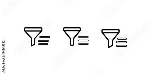 Filter icon set. funnel icon set. filter symbol. sorting icon. filter line icon. outline filter icon. filtration icon.