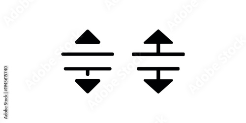 Two icons with arrows pointing up and down, representing vertical scroll or adjust bar, up and down arrows symbol
