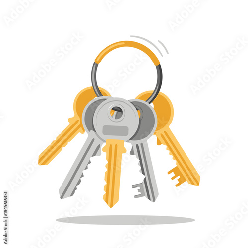 Bunch of Silver and Gold Keys on a Ring