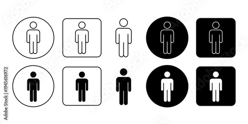 Standing human posture icon collection showing upright body position poses