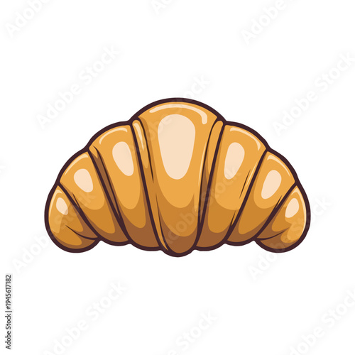 A delicious and flaky croissant with a golden brown crust and layers isolated on white background, Vector