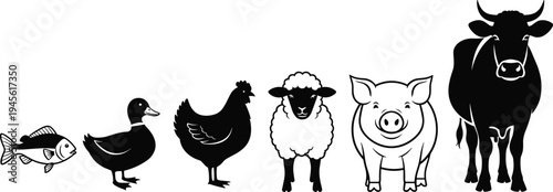 Tropical flamingo wall art set with palm trees hibiscus flowers sun and ocean waves in black and white vector silhouette.