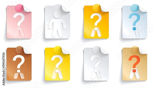 Colorful Question Mark Sticky Notes Representing Uncertainty and Inquiry.