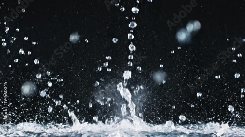 Water Splashing into Dark Background.