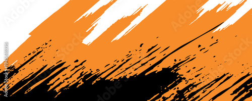 orange black brush Car sticker wrap pattern banner abstract sporty lines black orange color combination grunge brush modern pattern racing motorsport vector design.