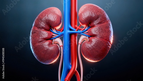 Wallpaper Mural High-Tech Human Kidney Anatomy Visualization: 3D Medical Models of Kidneys (Showcasing Vascular Systems, Renal Structures, and Futuristic Color-Coded Diagrams) Set Against Scientific Backdrops Torontodigital.ca