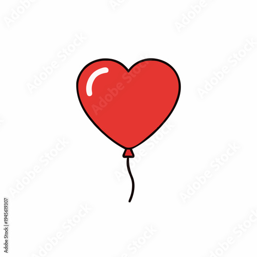 A Simple Red Heart Shaped Balloon Floats Against A Clean White Background With A Thin String Attached Suggesting Celebration Or Love In A Minimalist Style