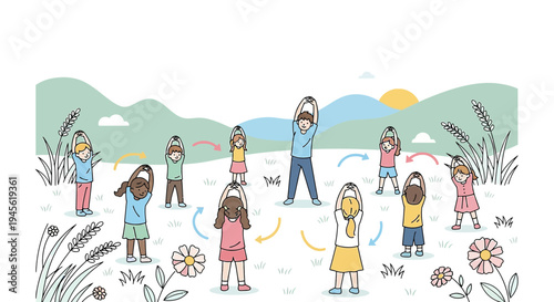 Children Exercising Outdoors: Fun Fitness Activity for Kids in Nature