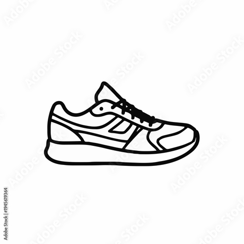 Athletic Sneaker Outline White Background Running Shoe Sport Shoe Design Element Side View