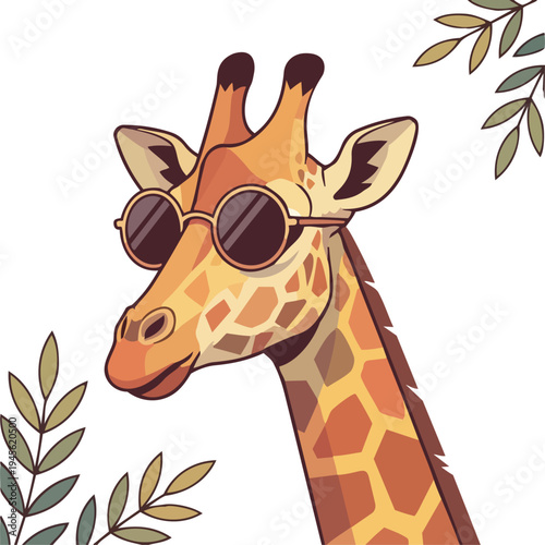Cute Giraffe with Sunglasses – Cartoon Animal Illustration