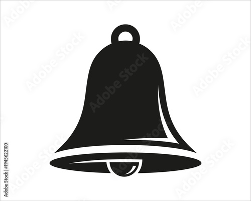 A simple black bell icon on a white background