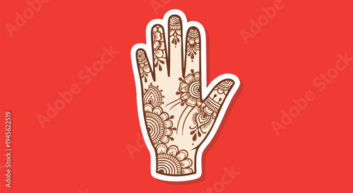 Traditional Henna Hand Mehndi Decoration Illustration