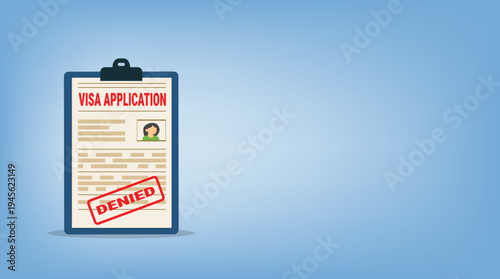 Visa application form denied. Denied Application visa . Document for travel. Travel denied. Immigration visa denied	
