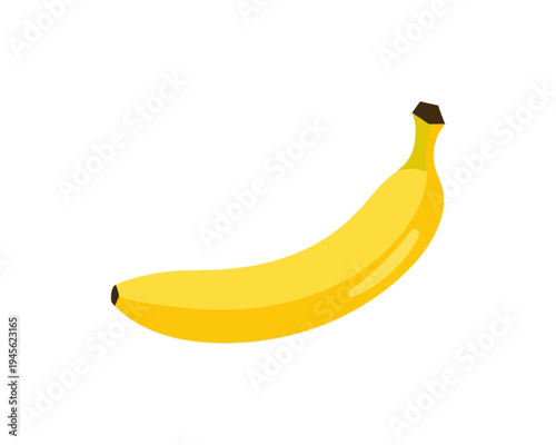 A vibrant yellow ripe banana vector illustration, featuring smooth curves and a fresh appearance, perfect for healthy food designs.