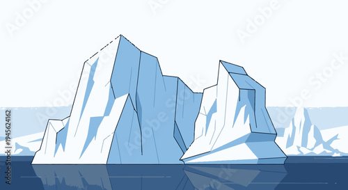 Large Iceberg Floating in the Ocean.