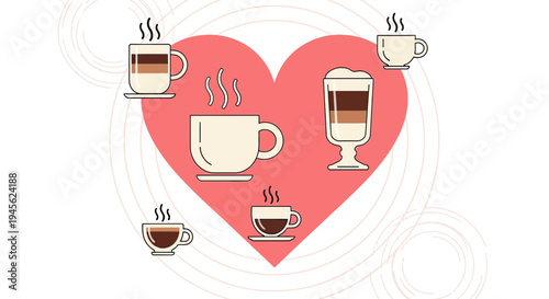 Coffee Love: Heart with Assorted Hot Drinks Collection