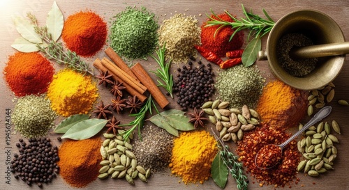 Vibrant Spices Collection Arrangement for Culinary Use