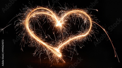 Sparkler Trails Create Heart Shape in Long Exposure View During Night Time Event