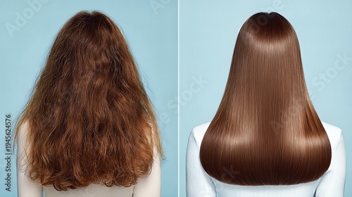 Comparison of Hair Textures Under Soft Daylight Against a Light Blue Backdrop in a Studio Setting